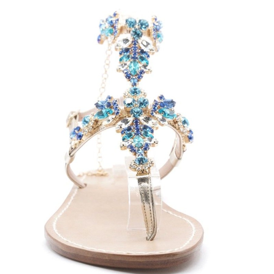 Collezione Donna Sandali Corcione | Circesandali A Cavigliera Gioiello Azzurro