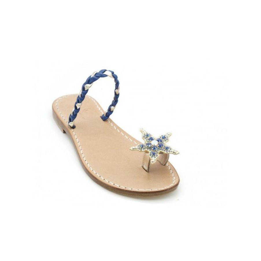 Collezione Donna Sandali Corcione | Haru - Sandali Con Treccia E Stella Marina Blu